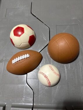 Home Interiors Sports Ball Set - Red and White with Brown
